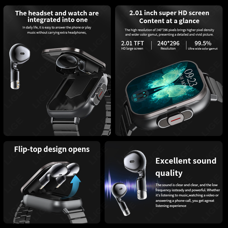NFC Smart Watch TWS 2-in-1 Hea - Smartwatch Headset incelemesi ve fiyatı