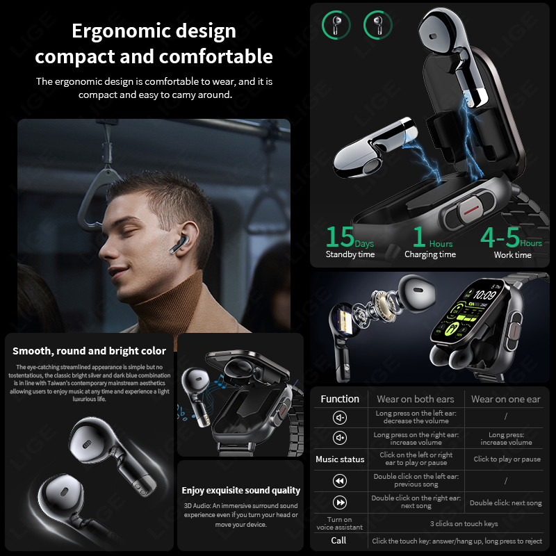 NFC Smart Watch TWS 2-in-1 Hea - Smartwatch Headset incelemesi ve fiyatı