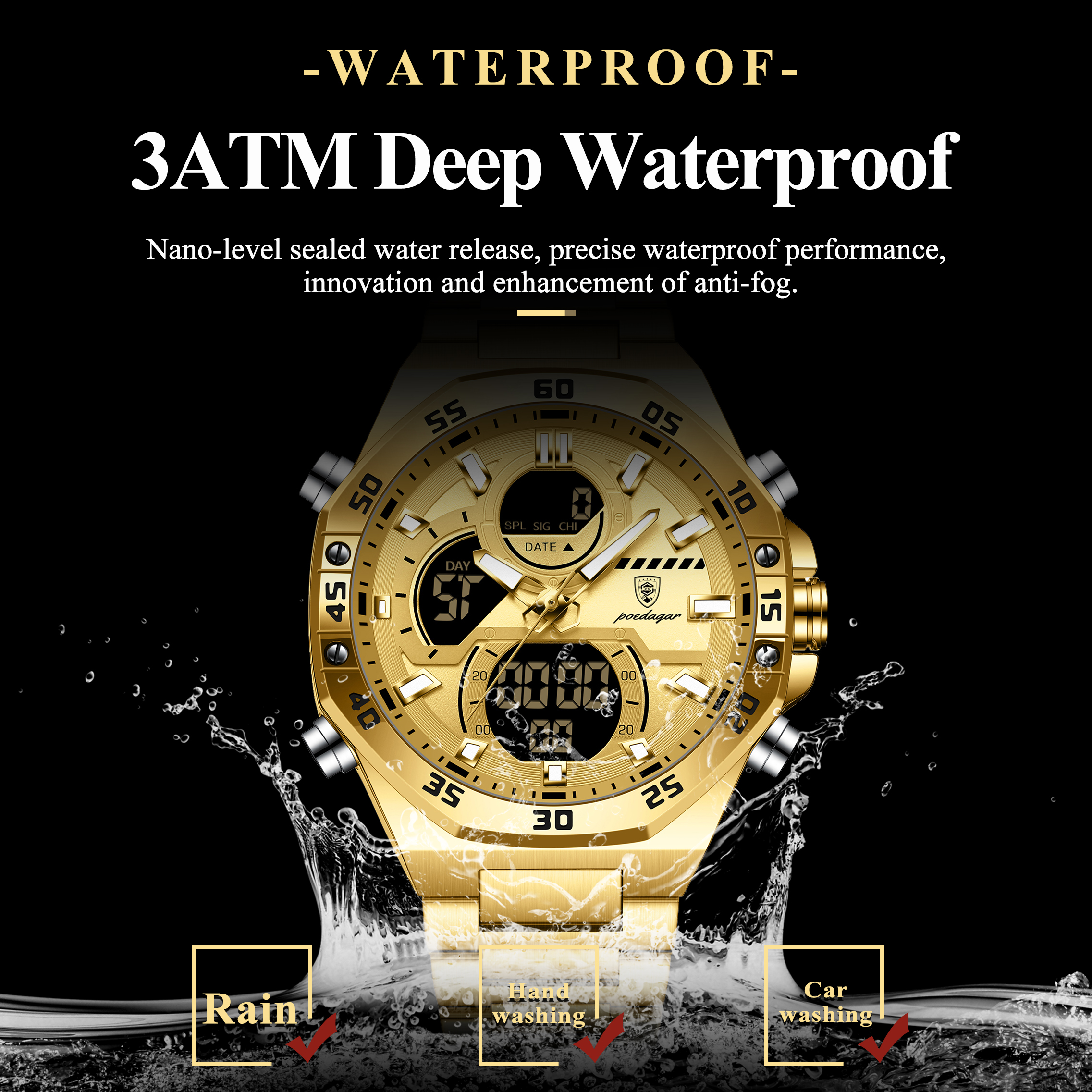 POEDAGAR Sport Men Watch LED W - Accessories With Watch incelemesi ve fiyatı
