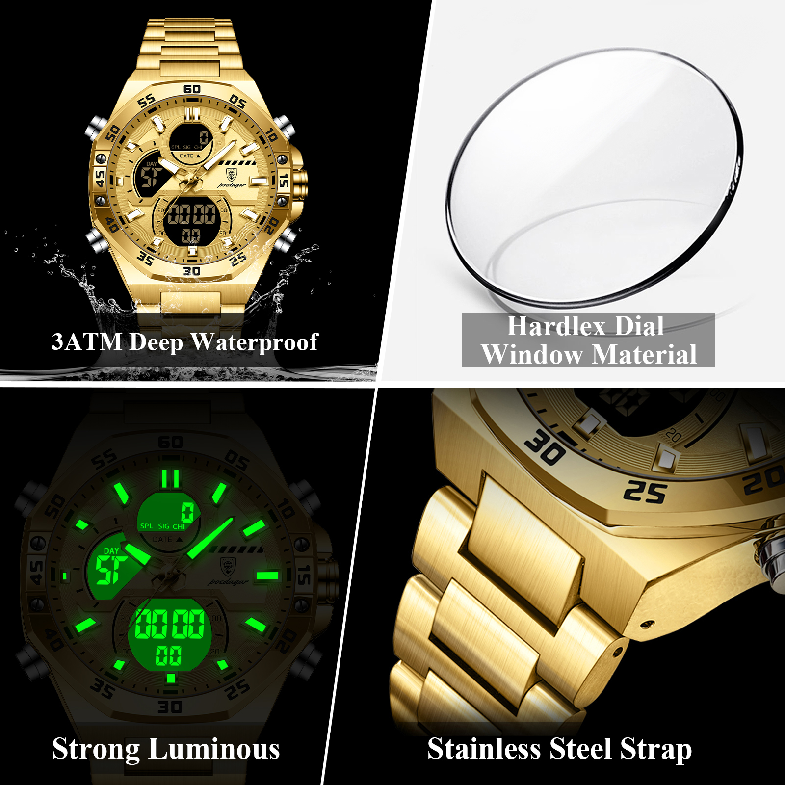 POEDAGAR Sport Men Watch LED W - Accessories With Watch incelemesi ve fiyatı