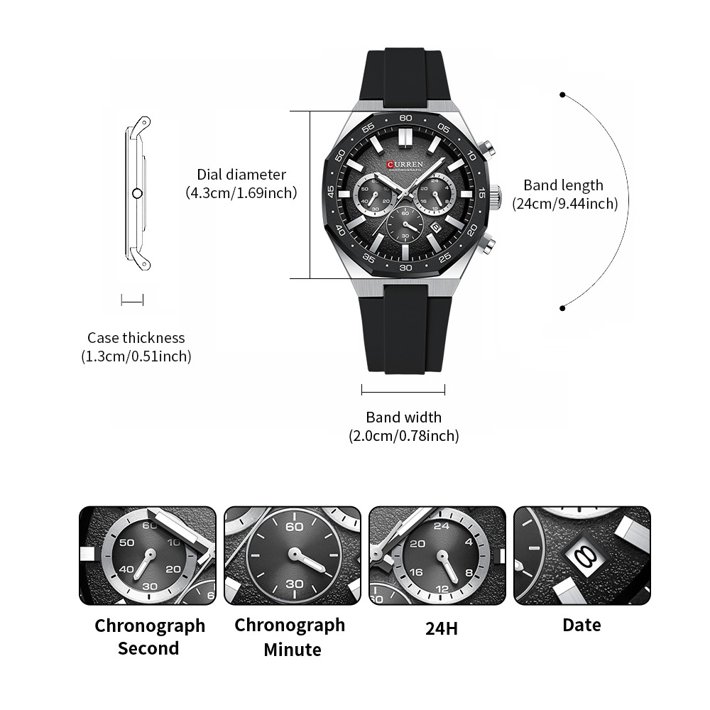 CURREN Fashion Casual Men Spor - Accessories With Watch incelemesi ve fiyatı