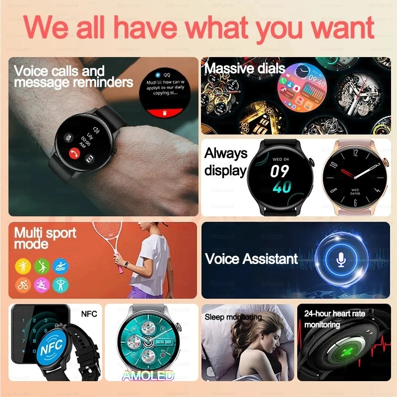 Women Smartwatch NFC AMOLED Sc - Smartwatch Custom incelemesi ve fiyatı