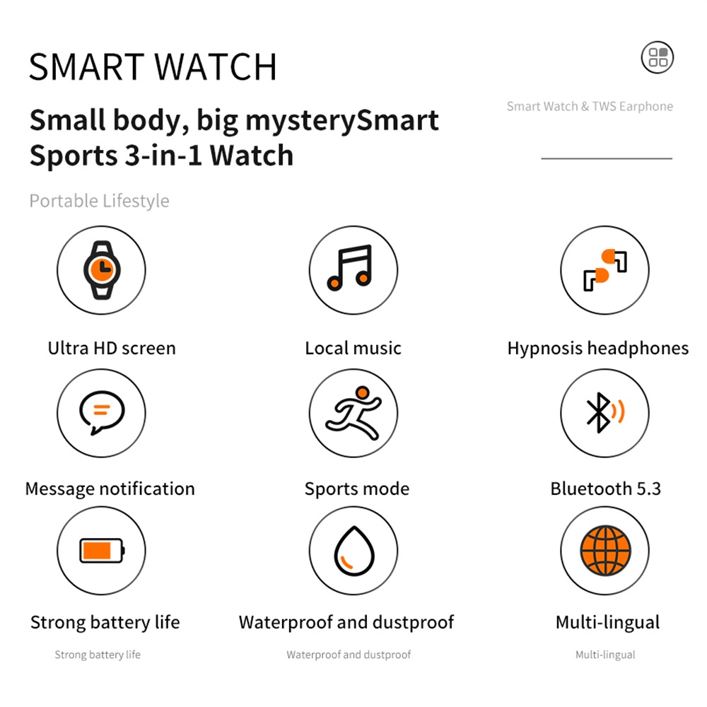 TWS Bluetooth Headset Music Pl - Smartwatch Headset incelemesi ve fiyatı